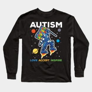Autism Astronaut Love Accept Inspire Long Sleeve T-Shirt